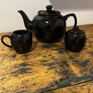 Sleek Black Ceramic Tea Set
